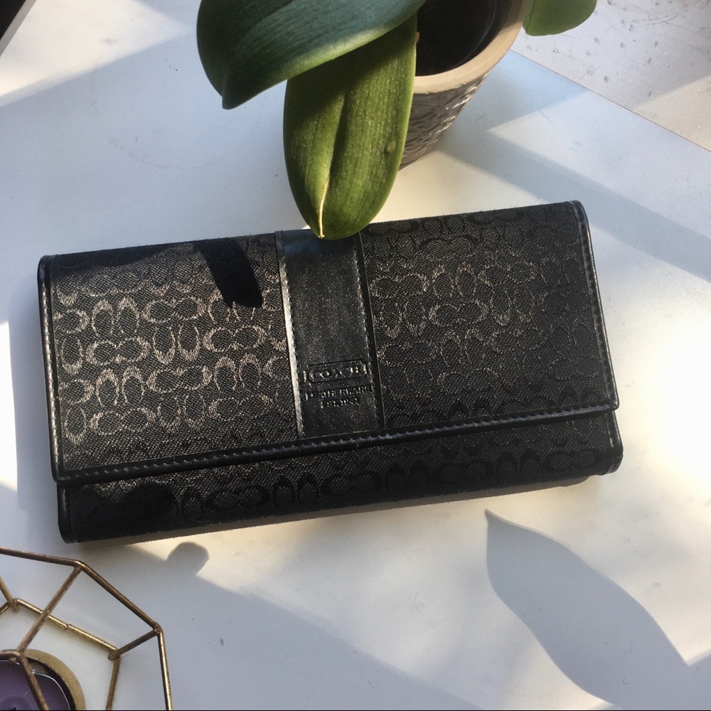 COACH Large Black Monogram Wallet